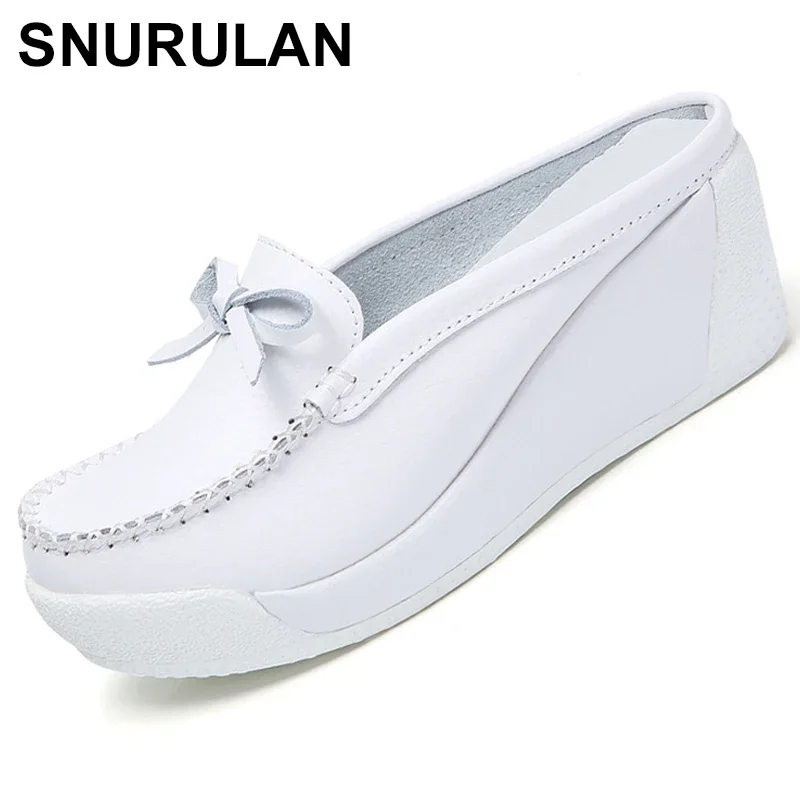 

SNURULANFour Seasons Woman Pure white Nurse shoes women Comfortable Light shoes Air cushion casual genuine leather Antiskid shoe