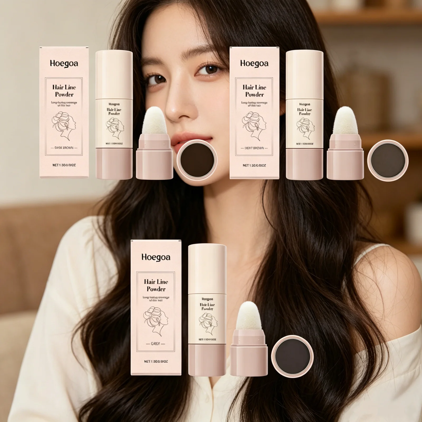 Hoegoa Hair Line Powder Cover Sparse Scalp Instantly Long Lasting Adhesion Volumizeing Sweatproof Natural Root Touch up Powder