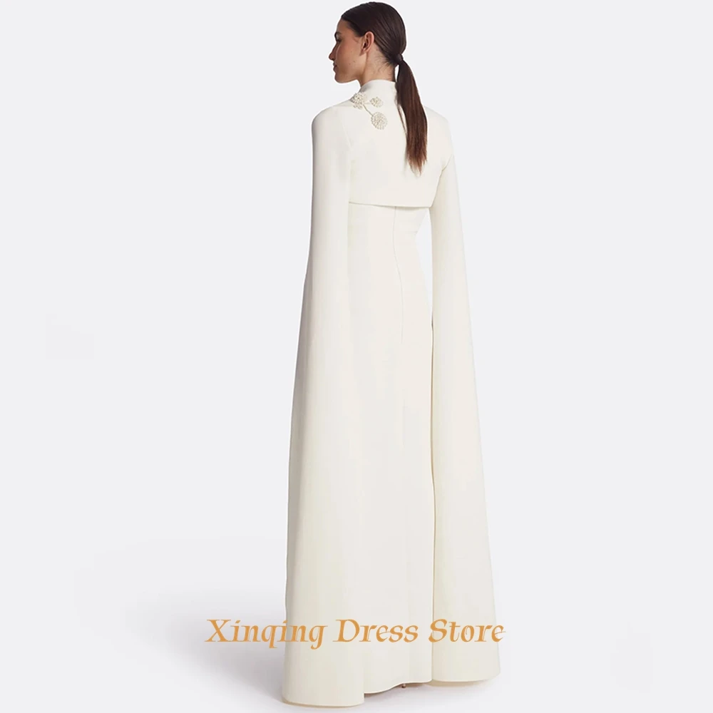 Ivory Jersey Evening Dress Mermaid Luxury Pearls Strapless Homecoming Dresses Customized Formal Bridal Party Gowns فساتين image 2