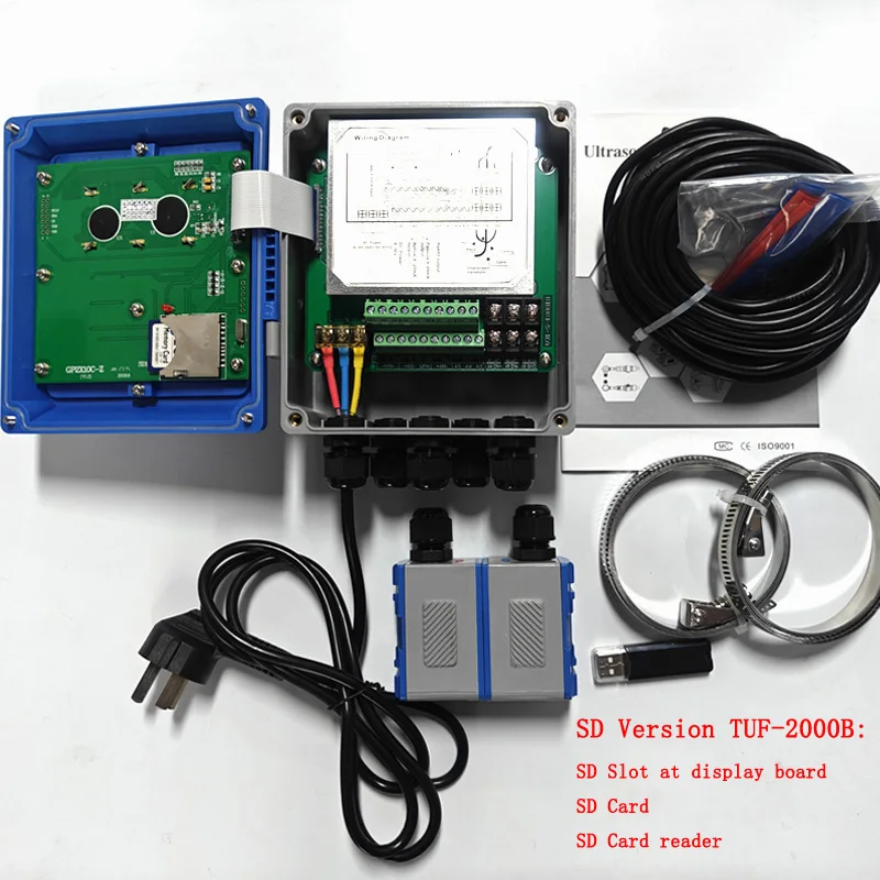 100% Original TUF-2000B DN15-6000mm TS-2 TM1- TL-1 Transducer Wall-Mounted Liquid Water Flow Meter Flowmeters RS485 Modbus