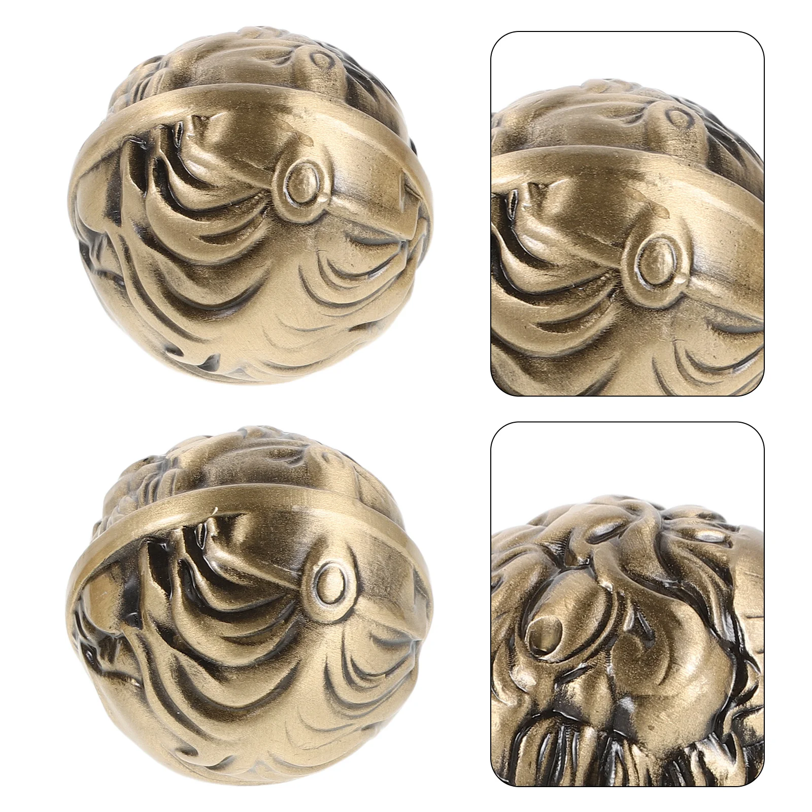 

1Pair Embossed Brass Baoding Balls 38Mm Vintage Chinese Hand Exercise Balls for Strength and Stress Relief Grip Strengthening