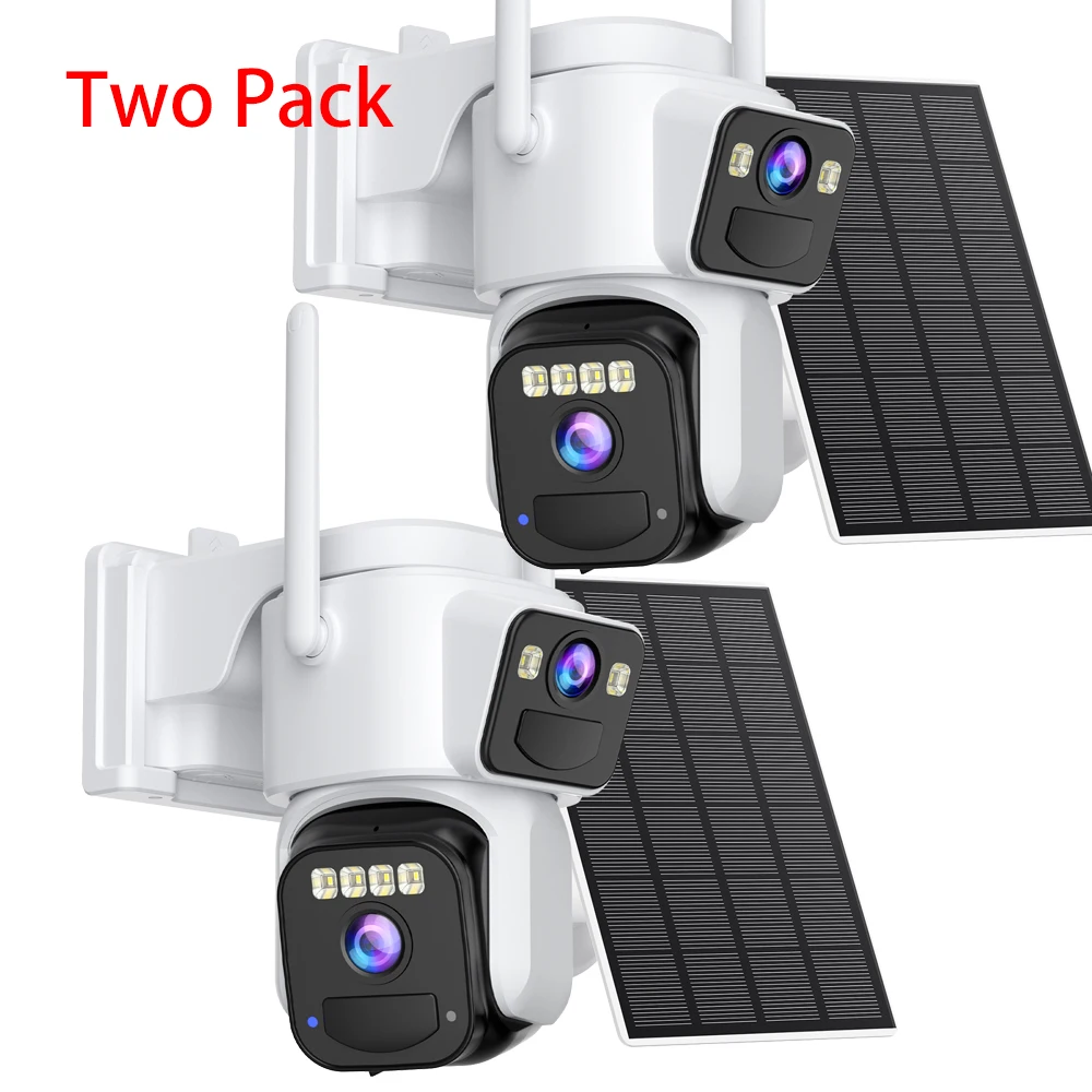 Two-Pack 8MP 4K Dual Lens Solar WIFI Security Battery Camera Outdoor Color Night Vision PIR Motion Detection IP Camera O-KAM App