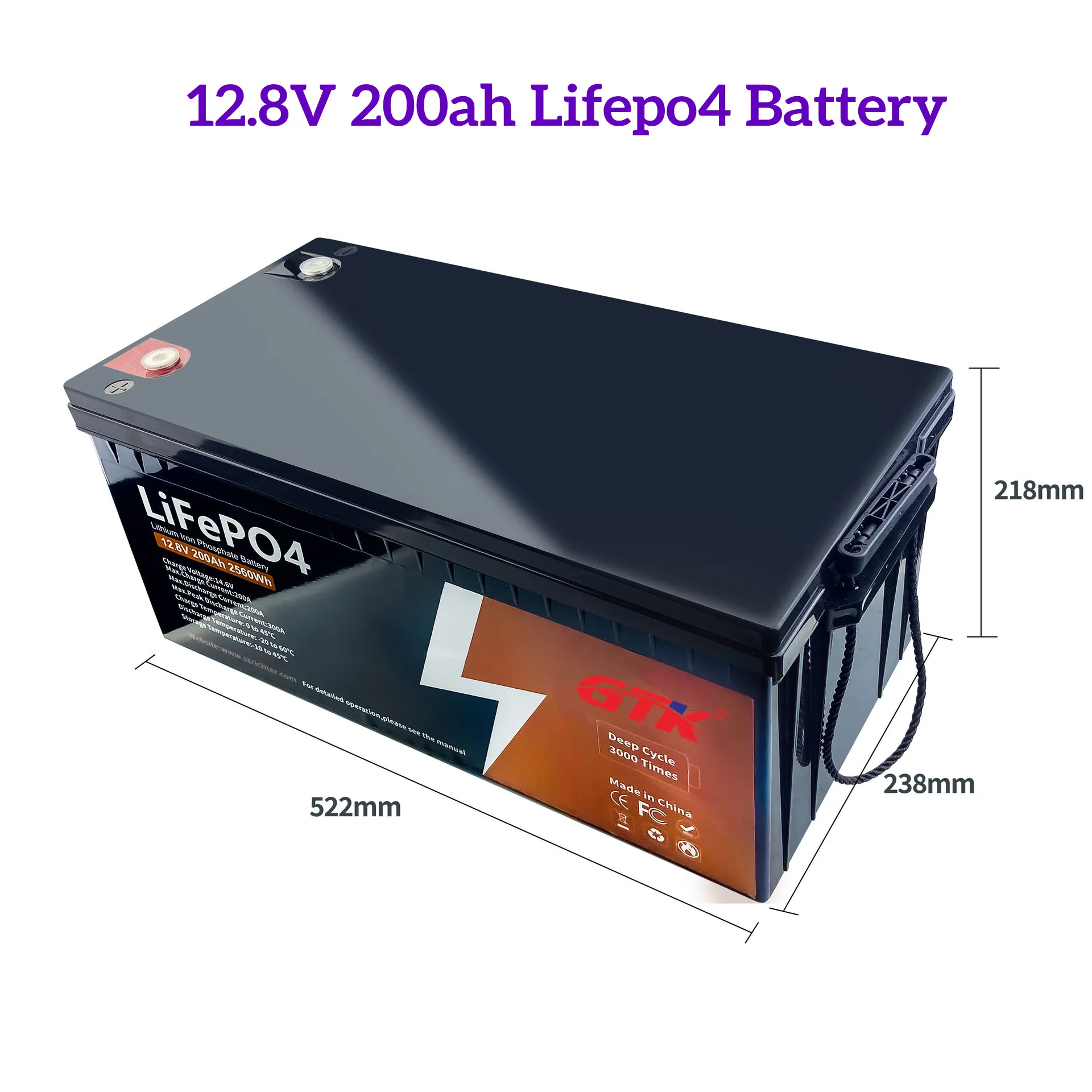 GTK Lifepo4 12V 24v 48v  Battery 50ah 100ah 200ah 300ah 400ah Lithium for RV Solar Storage Back Up Power Photovoltaic Power