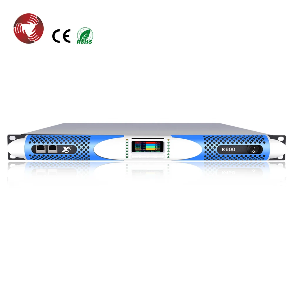 NEW With Screen 600W*4 Digital Amplifier Class D Pro Audio 1U Power Amplifier