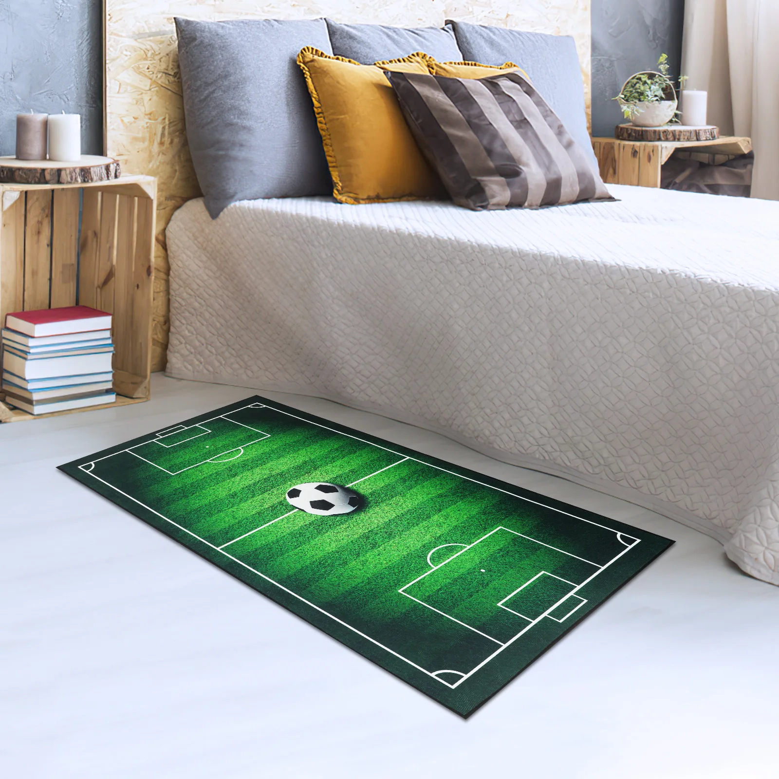 

Football Field Carpet Soft Comfortable Floor Mat for Living Room Bedroom Area Rug Home Floor Mat Football Field Carpet