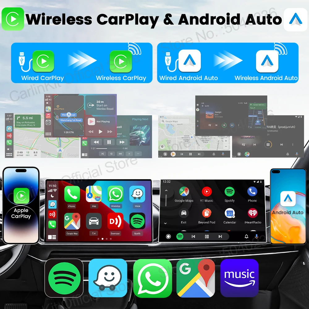 Carlinkit Wireless Carplay Adapter Mini Ultra Android Auto Box USB Dongle Plug & Play Seamless Connection for OEM Car Dual Mode