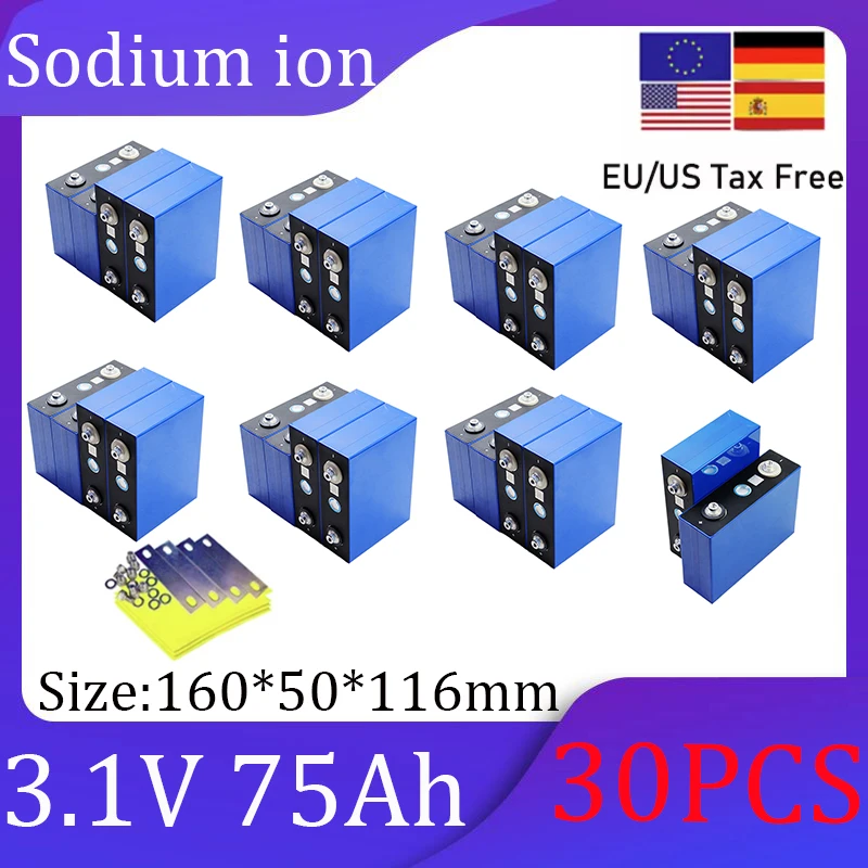 

1-30 шт. 3,1 В 75 Ач натрие-ионные аккумуляторы 2,9 В 20c разряд DIY подходят для аккумуляторов для хранения энергии для скутеров, электрических велосипедов