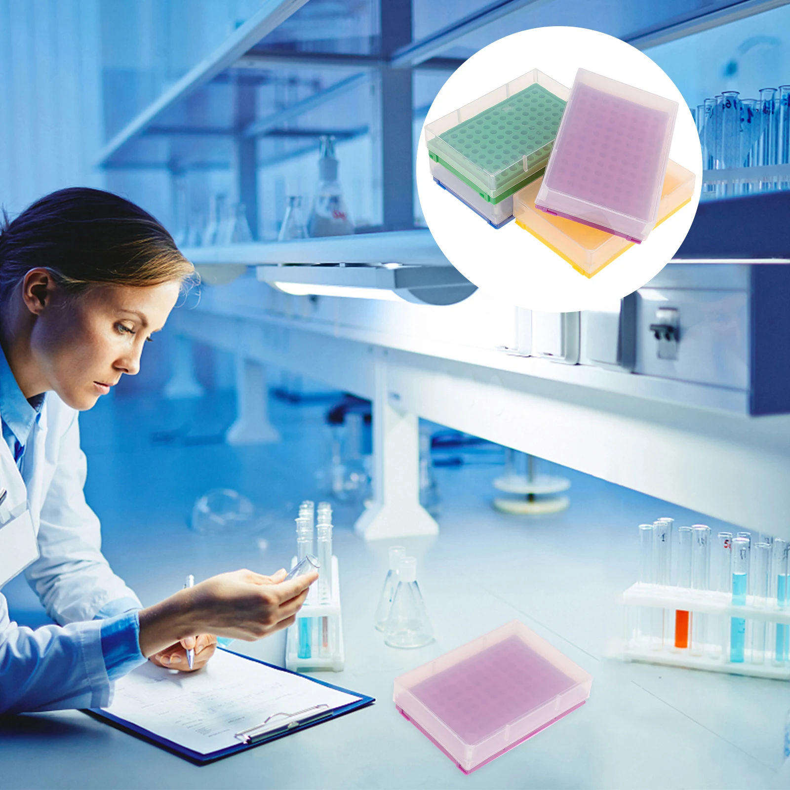 

4pcs Tube Box Polypropylene Tube Rack 0.2Ml Micro Tubes Storage Freezer Microcentrifuge Shelf Holder Case