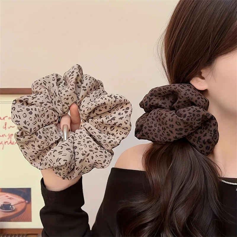 Large Leopard Print Hair Ties Fabric Headwear for Women'S Elegant Retro Style Headbands Suitable for Daily Wear Hair Accessories