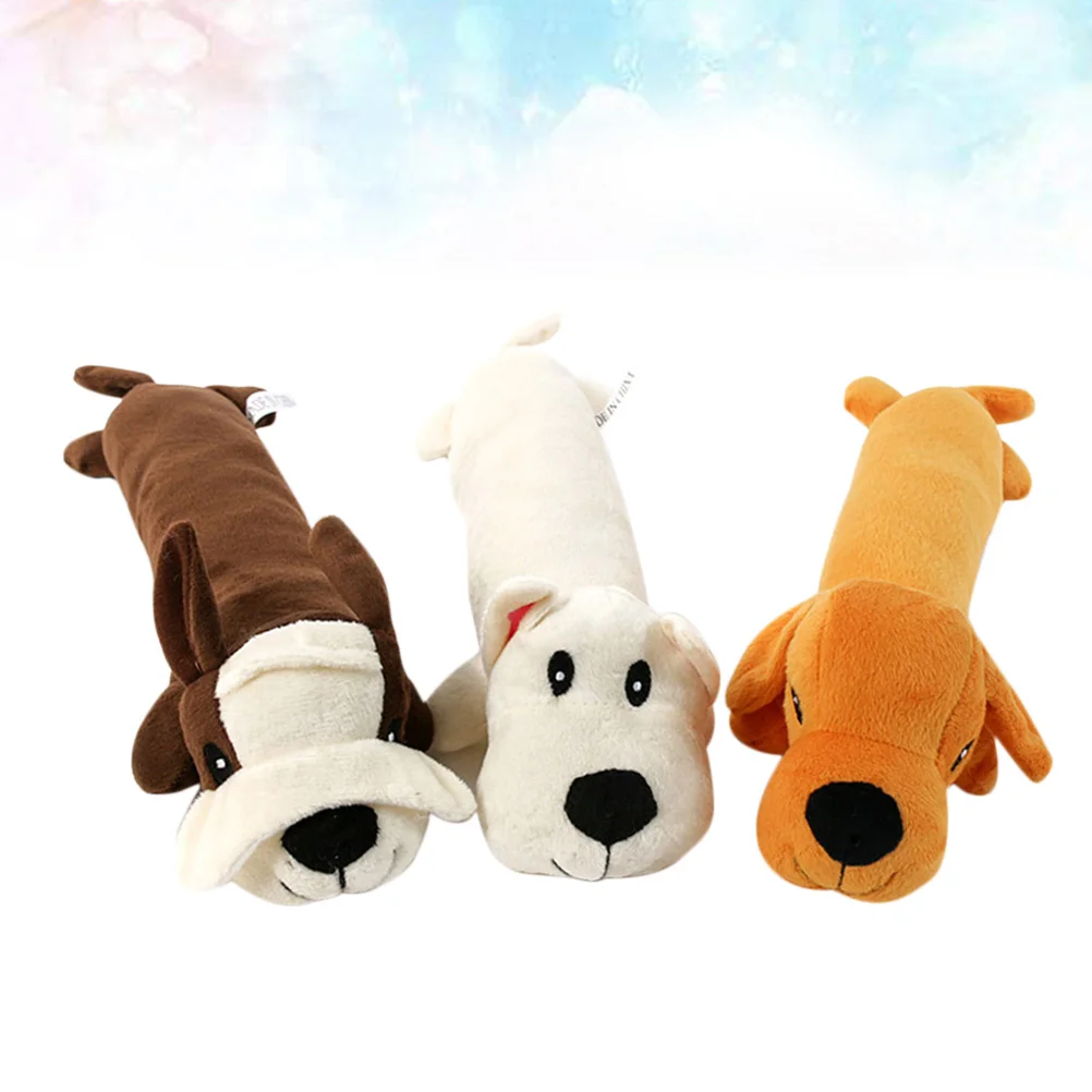 

3 Pcs Doggie Toy Pet Squeaky Strip Adorable Supplies Plush with Sound Chew Toys