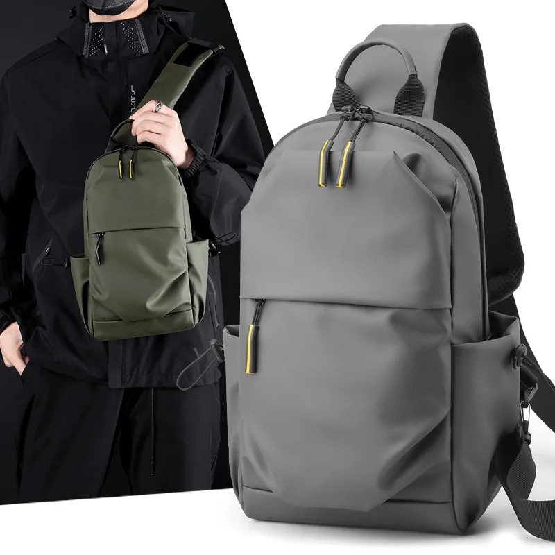 

Europe and the United States new large-capacity fashion men's pockets Oxford cloth large-capacity running sports bag chest bag