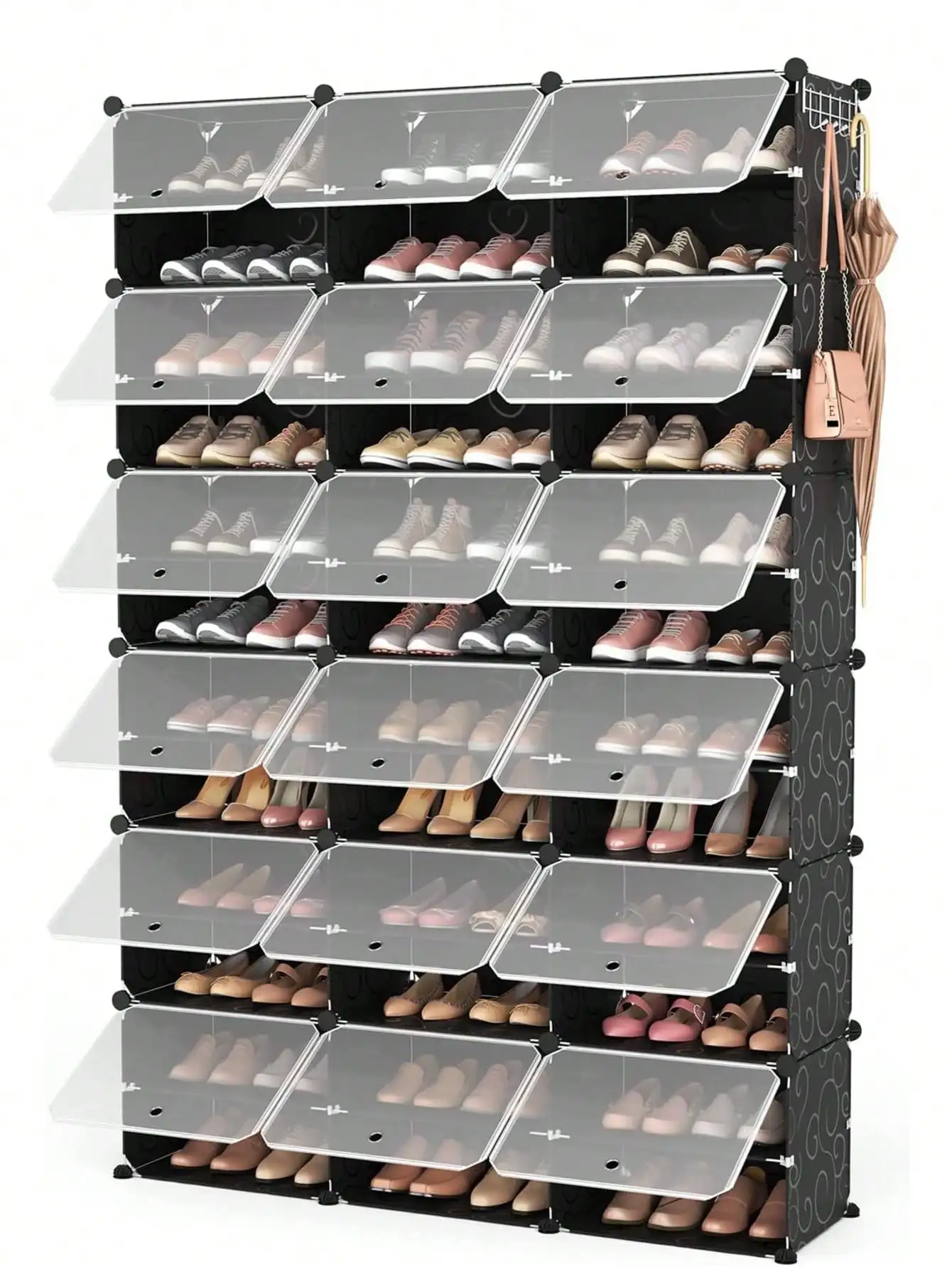 

12-Tier Portable 72 Pair Shoe Rack Organizer 36 Grids Tower Shelf Storage Cabinet Stand Expandable For Heels, Boots, Slippers