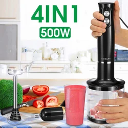 500W Portable Hand Blender,4 In 1 Multi-Functional Household Kitchen Electric Mixer,Egg Beater,Food Processors,Chopper,Whisk