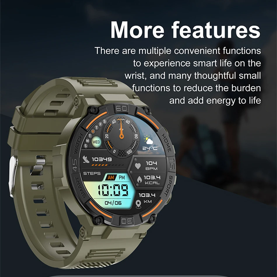 Für huawei outdoor militär smart watch männer mit led-beleuchtung bluetooth call smartwatch ip68 wasserdichte sport fitness uhr