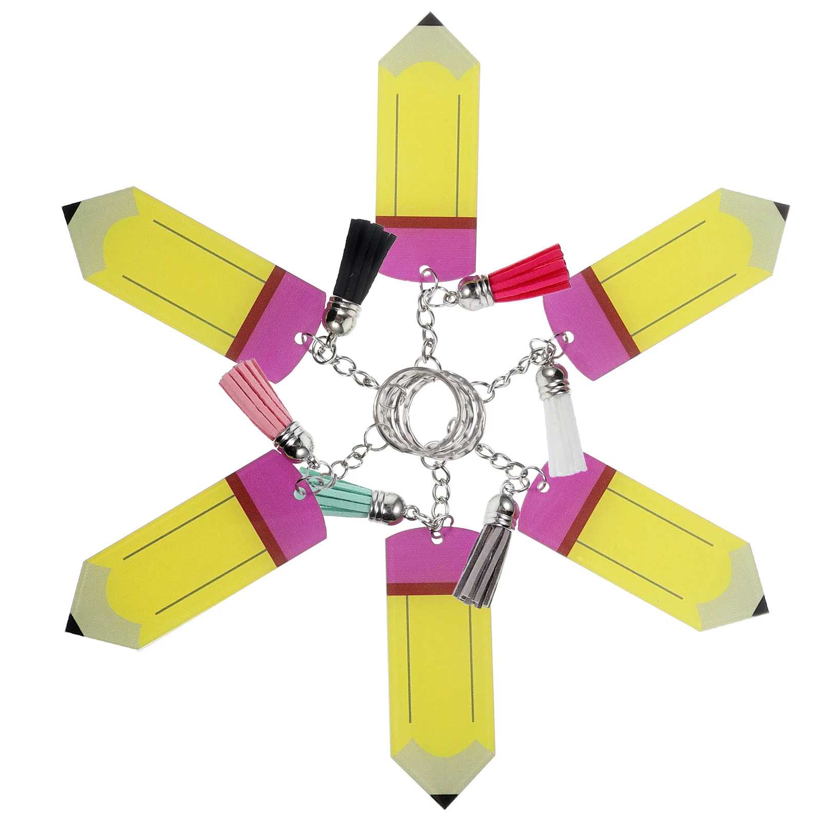 6 adet Boş Püskül Kalem Anahtarlık Akrilik süsler Zanaat Malzemeleri Sırt Çantaları Okul Çantaları için Benzersiz Şekil Dekoratif Anahtar Yüzükler