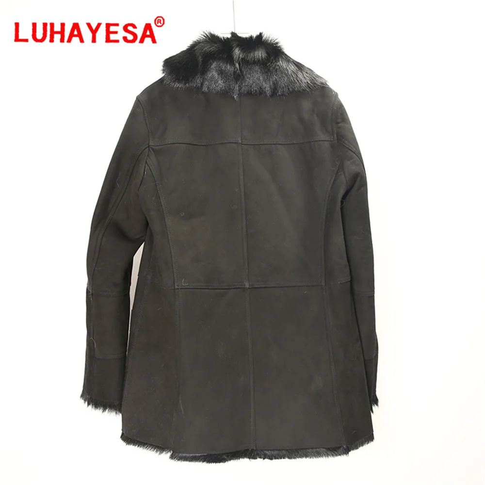 2024 Turkey Goat Shearling Fur Coat Women Medium Long Casual Winter Warm Real Fur Overcoat