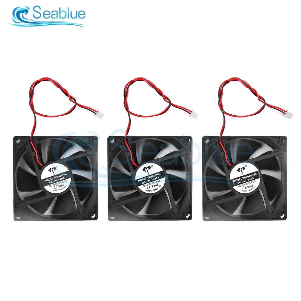 DC8025 5V 12V 24V 2-Pin 80x80x25mm PC ordenador CPU sistema disipador térmico ventilador de refrigeración sin escobillas 8025