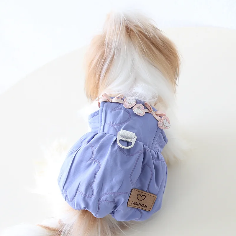 Autumn and Winter New Love Rabbit Pumpkin Traction Skirt Dog Cat Clothing Pet Clothing Strap Bubble Skirt Puppy Clothes