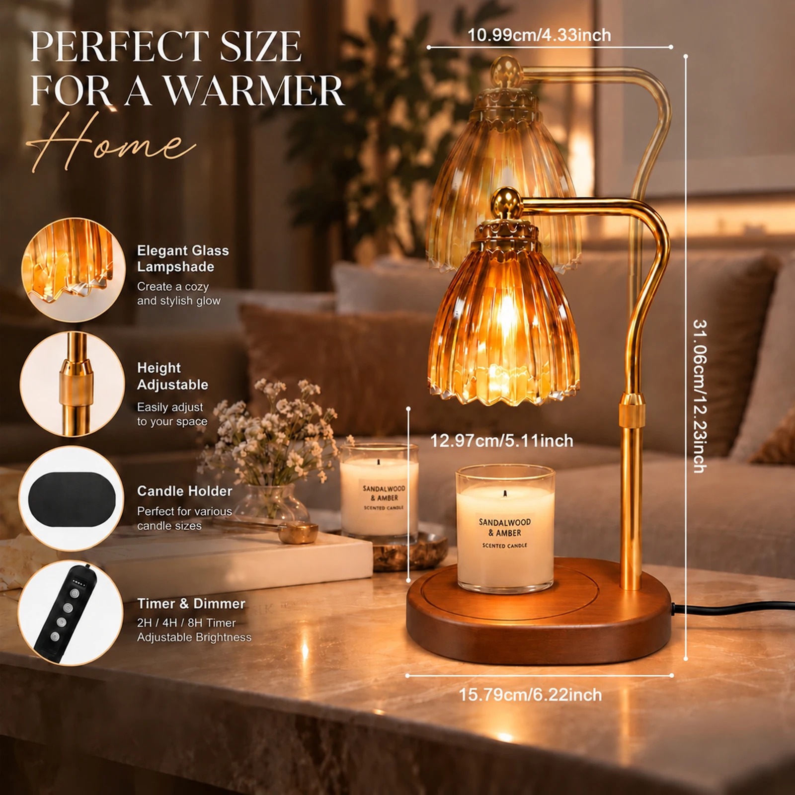 50W glazen kaarsenwarmer met t - Home Office Lamp recensie en prijs