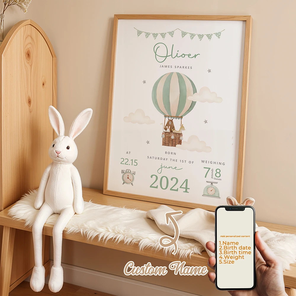 Personalized Custom Name Cartoon Child Birth Gift Wall Art Print Picture Canvas Poster Painting For Living Room Home Decor