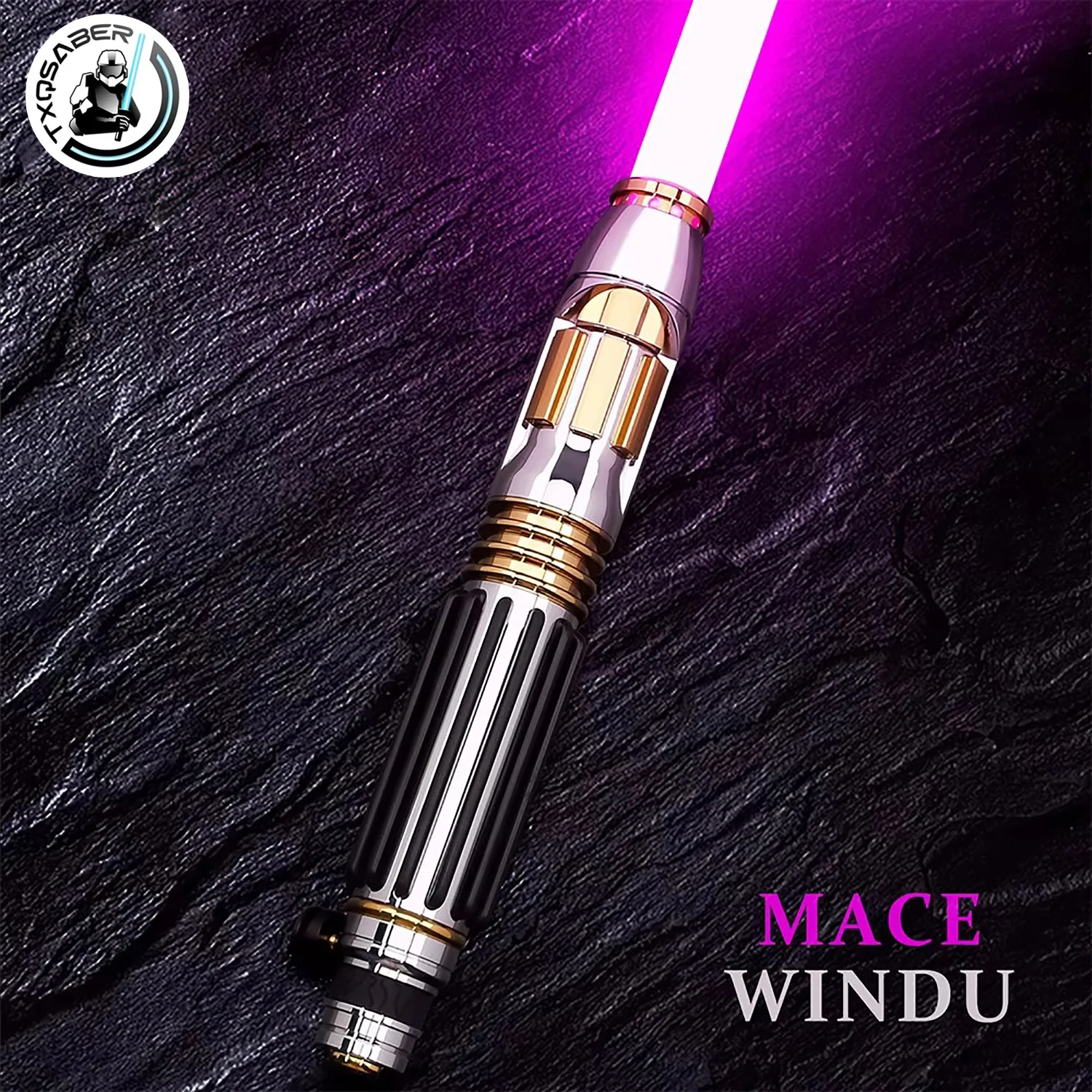 

TXQSABER Windu Master Lightsaber Mace Windu Replica Light Sword Metal Hilt Heavy Dueling SNV4 Proffie Laser Jedi Cosplay Toys