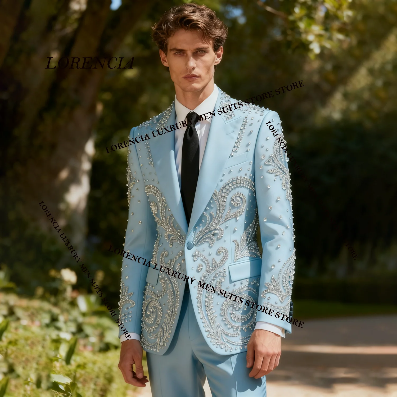 

Мужской костюм с блестящими драгоценными камнями и бриллиантами, свадебные смокинги по индивидуальному заказу, комплекты из 2 предметов, однобортные мужские пиджаки для жениха, облегающие Ropa hombre