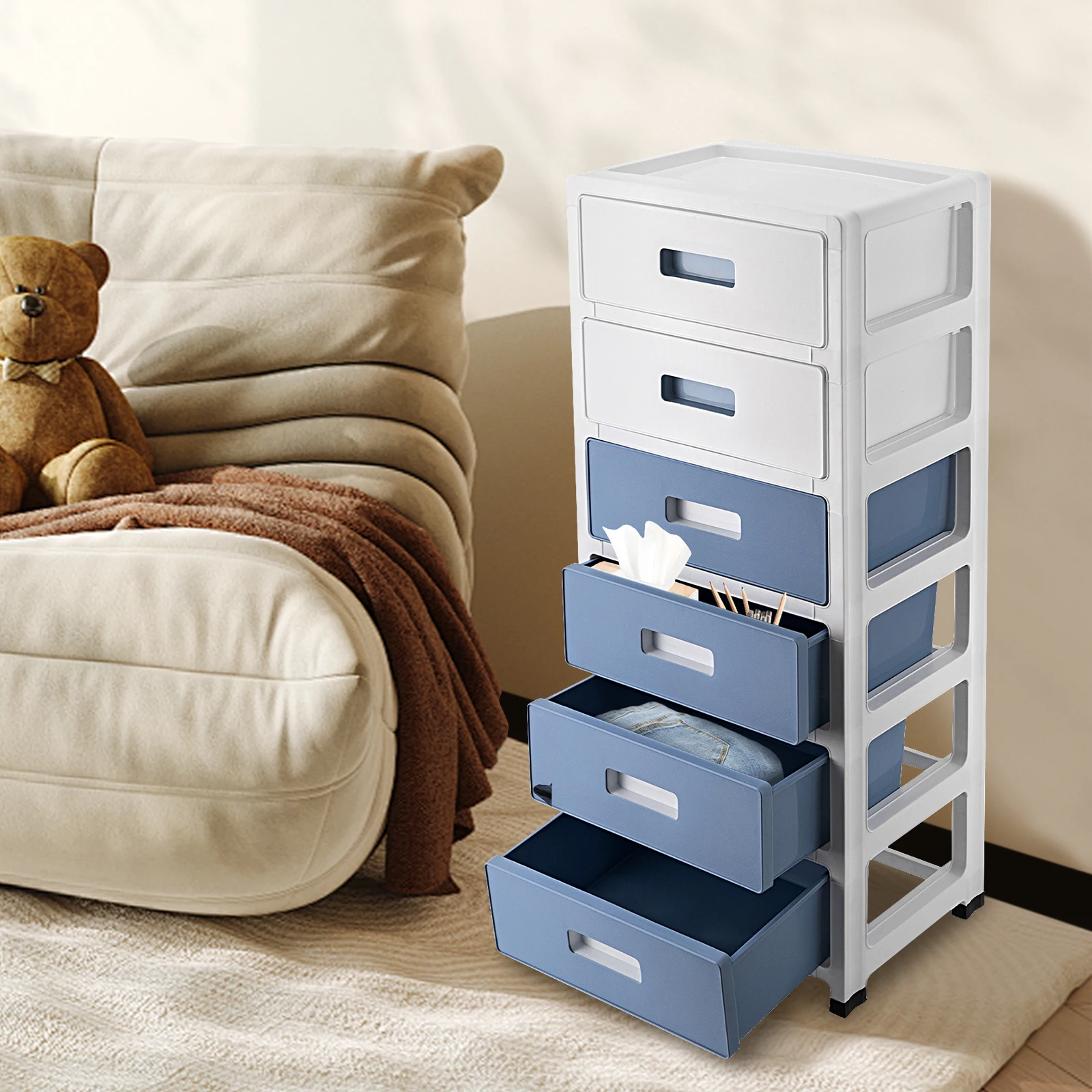 

Органайзер для ящиков, 6-слойный пластиковый контейнер для хранения шириной 35 см, многофункциональный настольный органайзер для офисных принадлежностей, кухонной утвари