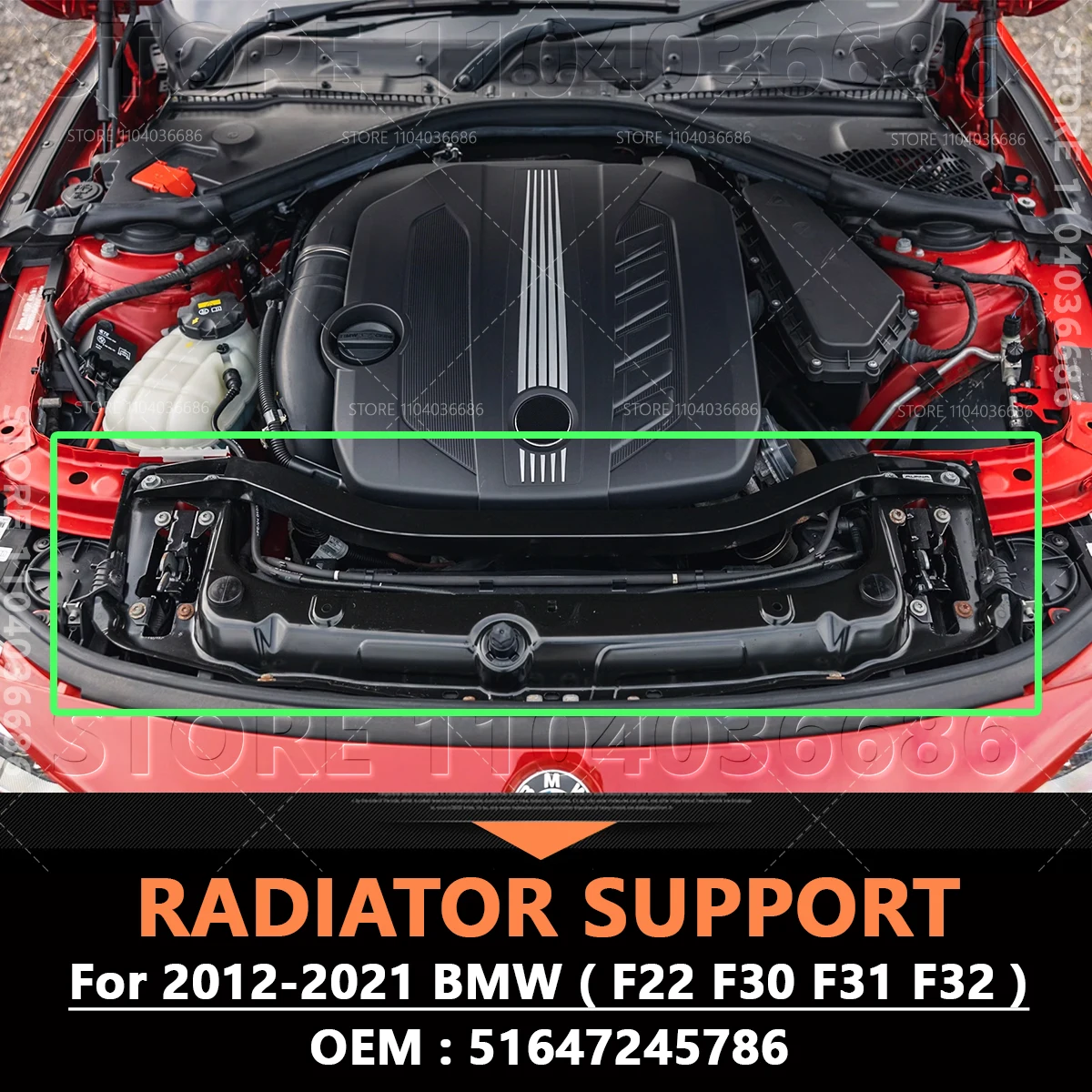 

For 2012-2021 F22 F30 F31 F32 BMW 2 3 4 M Series Radiator Support Core Panel Upper Tie Bar 51647245786
