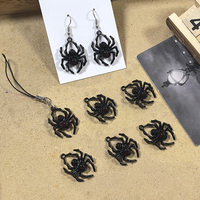 10pcs Gothic Black Spider Earring Charms 3D Alloy Hallowmas Jewelry Pendant For Necklace Keychain DIY Vintage Women Accessory