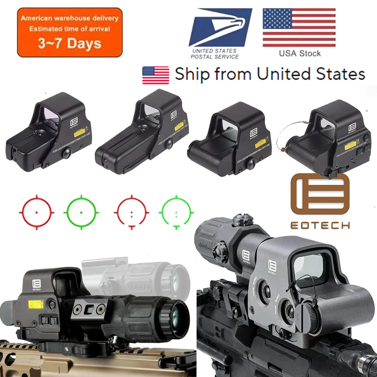 

US 551 552 553 558 EOTECH Airsoft Green Red Dot Metal Tactical Holographic Sight Hunting Gun Riflescope Fit 20mm Rail Mount