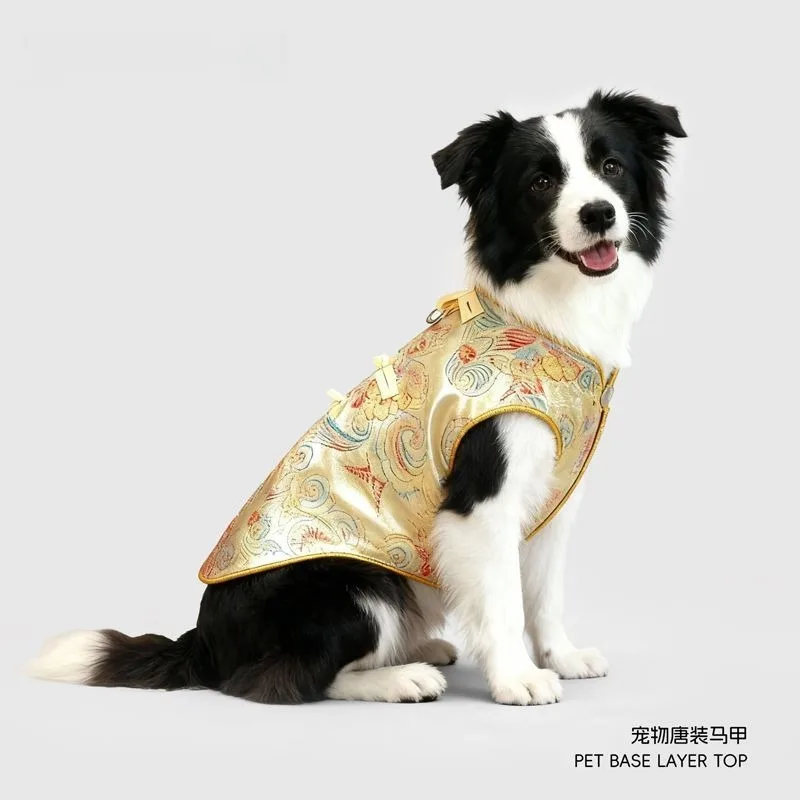 

Жилет для собак в китайском стиле, осенне-зимняя тонкая анти-линяющая одежда для домашних животных для Бишон Тедди Бордер Колли