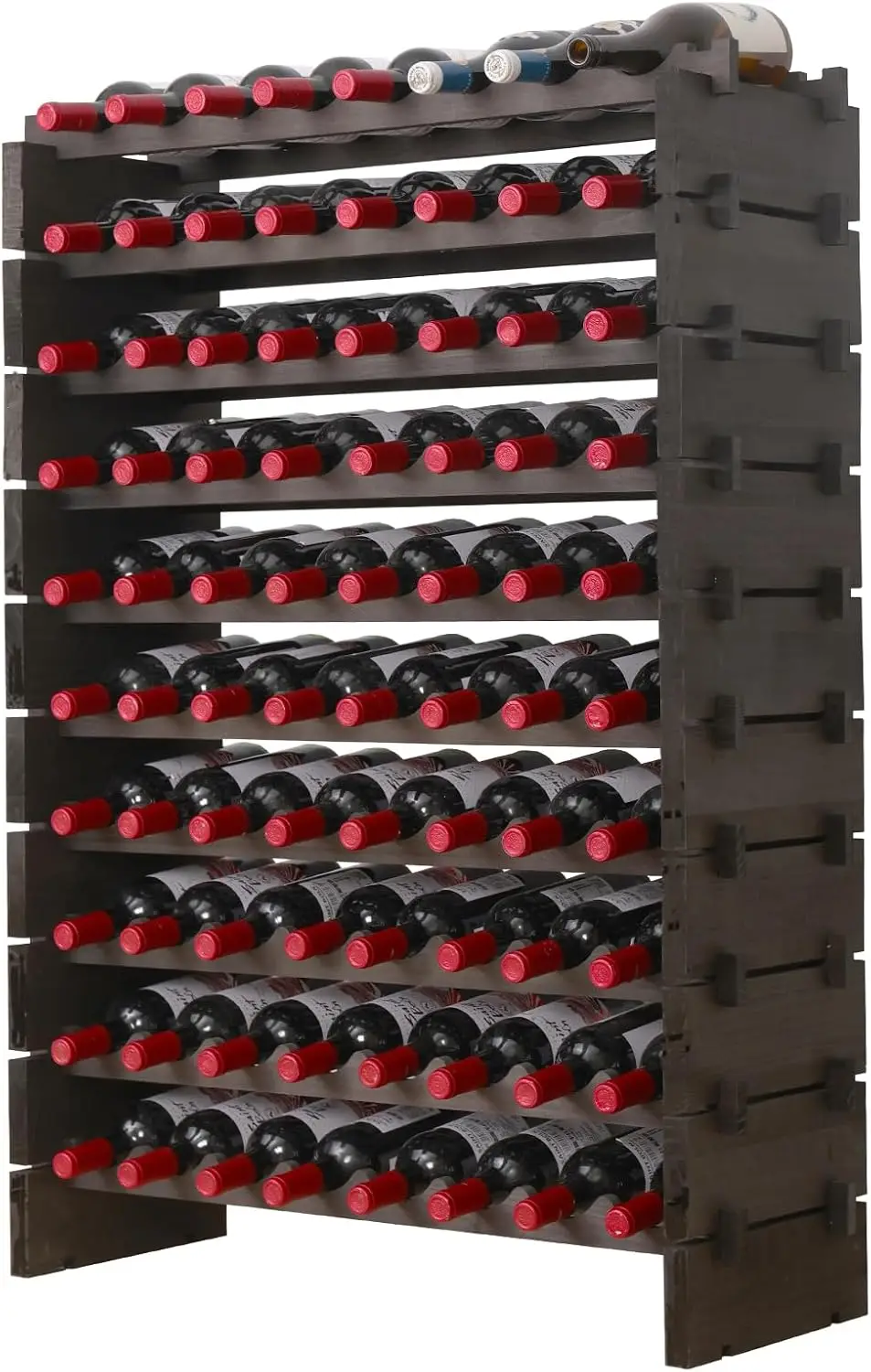 

Rack Cabinet Wooden Freestanding for Floor Stackable Storage Wine Bottle Holder (80 Bottles, Gray