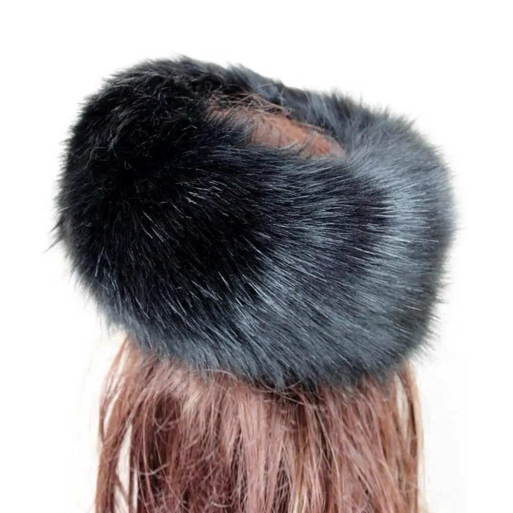 1/3Pcs Winter Thick Furry Hairband For Women Men Simulation Fur Hairband Outdoor Ear Warmer Ski Windproof Elastic Hair Bands