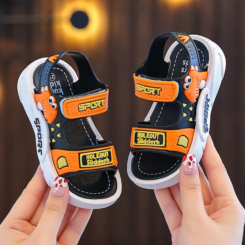 Trendy Cute Cartoon Open Toe Sandals For Boys, Breathable Lightweight Wear-resistant Sandals For All Seasons