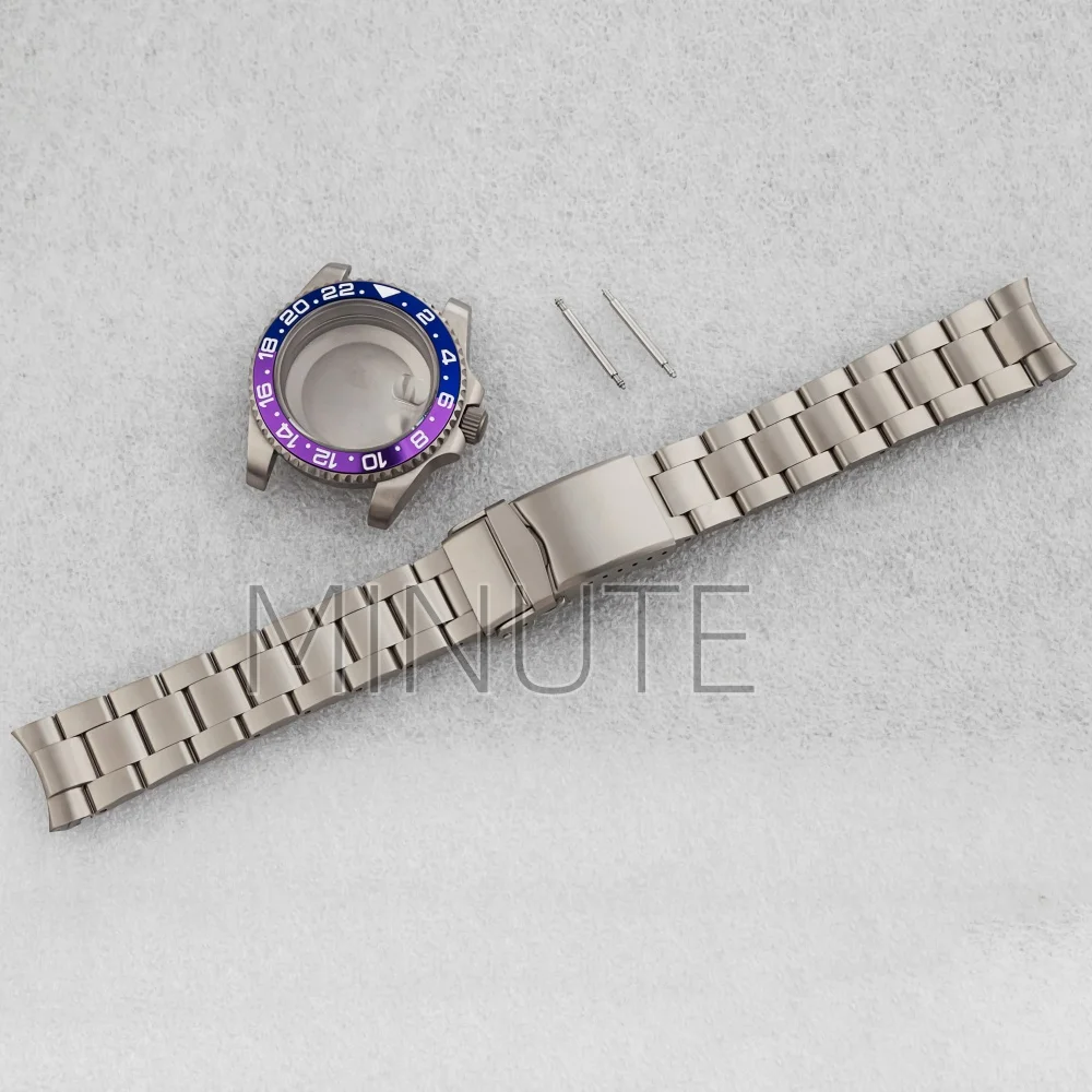 40mm Titanium NH35 Watch Case Strap Sapphire Crystal 10Bar Waterproof Dive Case For SUB GMT Yacht NH35/NH36/4R/6R Movement Parts