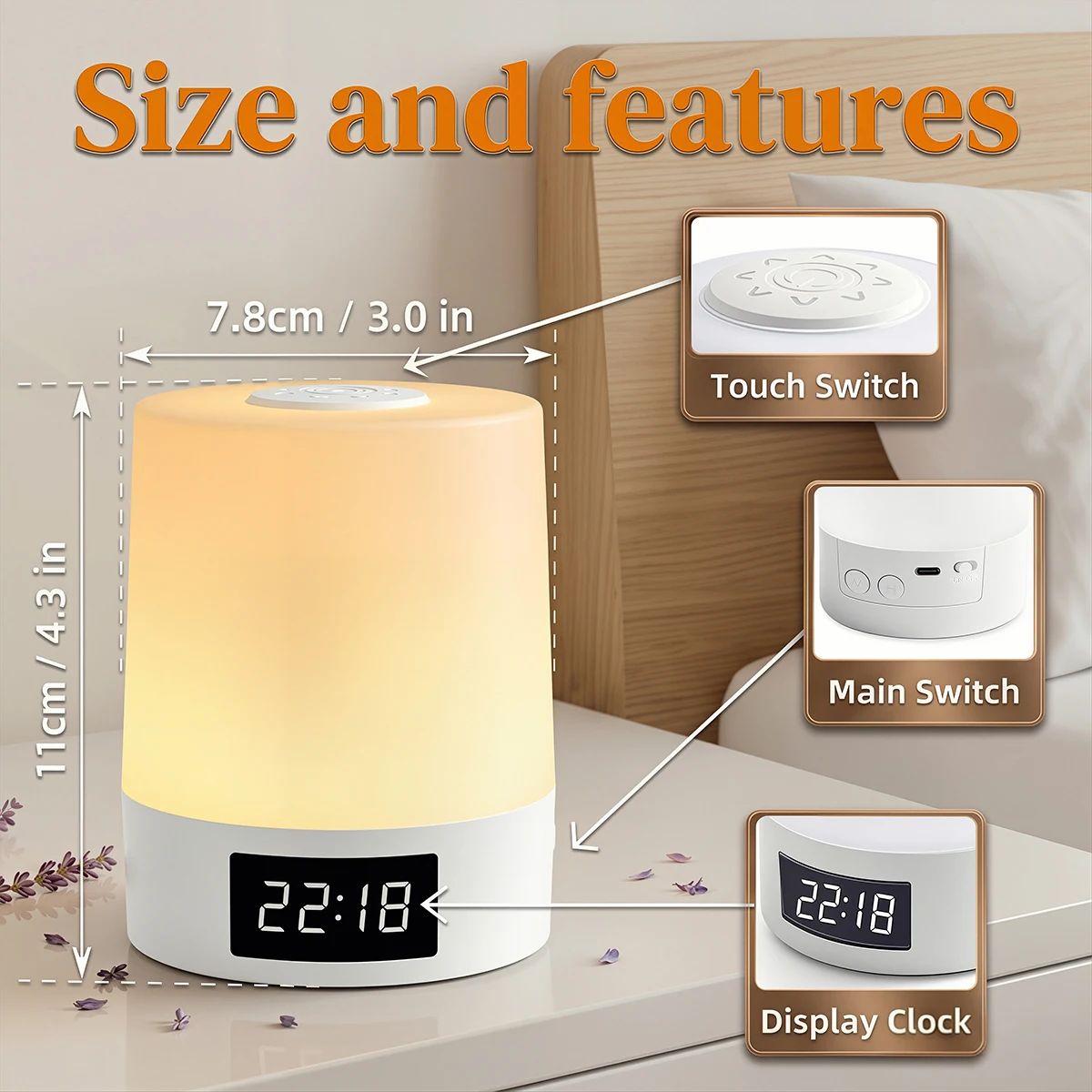 Touch Night Light Rechargeable 3 Color Wireless Baby's Room Bedside Lamp USB LED Night Light Ambient Soft Light For Kids Gift