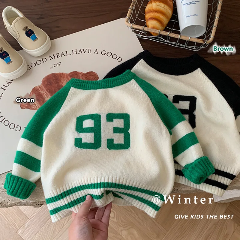 Children Sweaters Autumn Winter Boys Sweaters Knitwear Girls Digital Pullover Baby Knitted Clothes Sweatshirt Knitted Sweater