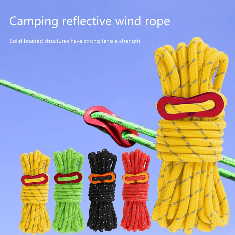 

Outdoor Tent Ropes, Reflective Ropes Canopy Ropes Reinforced Windproof Ropes With Buckles To Ensure Safety Camping Accessories