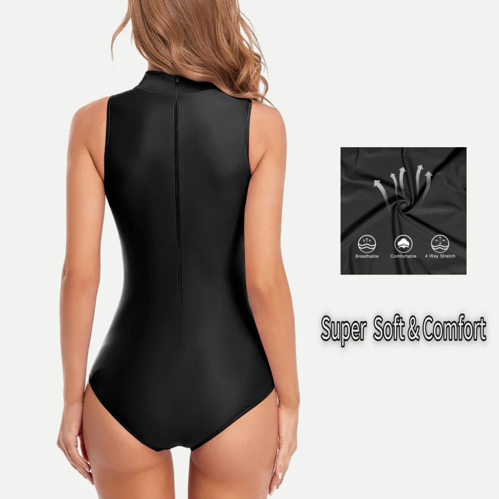 Hochgeschlossener Sport-Trikot-Body für Damen, ärmellos, Ballett-Tanz-Trainingsanzug, Spandex-Nylongewebe zum Tanzen