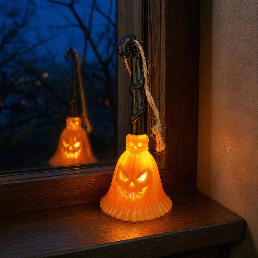 Battery Operated Halloween Light Halloween Pumpkin Broom Light Hanging Led Witch Lamp Spooky Decorative Halloween Party Seasonal