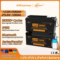 2025 jsdsolar LiFePO4 Battery Bluetooth 24V 100Ah Solar Rechargeable lithium Pack Grade A Cell with BMS  Golf Cart Boat Solar