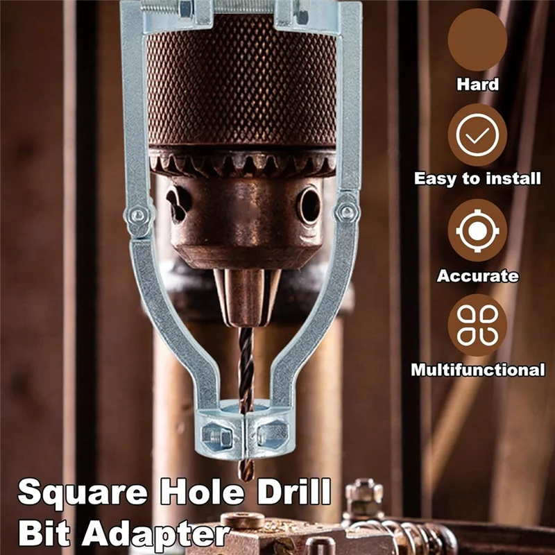 AA63 HOT Square Hole Drill Bit Adapter, Silver Alloy Steel For Drill Press Mortise Machine,For Drill Machines