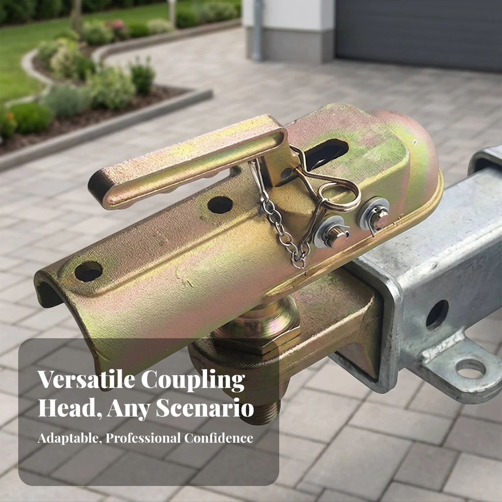 Trailer Coupler with Safety Pin Gold-Plated Ball Hitch Coupler Hardware Long-Lasting Easy to Use for Towing Professionals