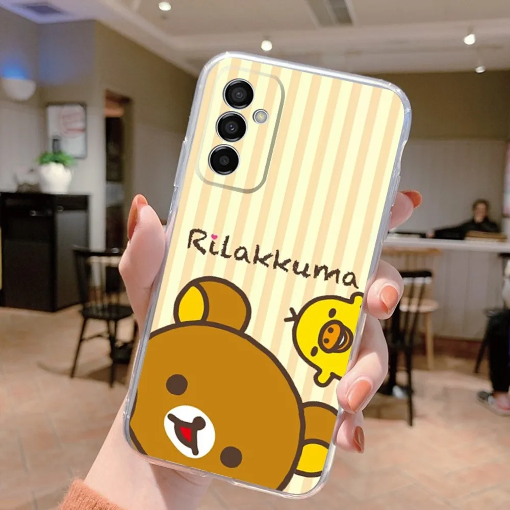 Cute R-Rilakkuma Bear Phone Case Silicone Case For Samsung S30,S23,S21,S22,S20 Ultra,S20 FE lite,S10,S9,S8 PIus Cover Clear