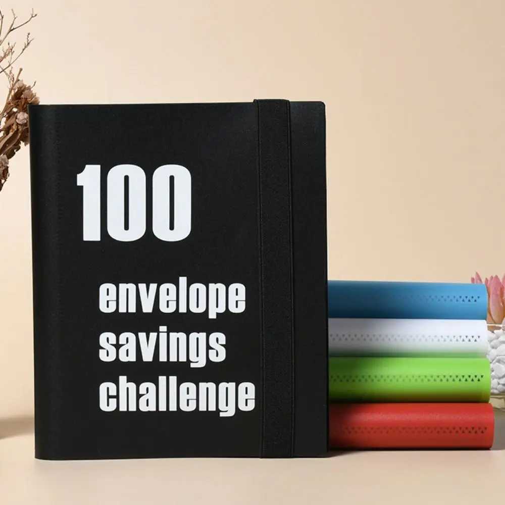 

PP Money Saving Binder 100 Days Colorful Budget Binder Cash Book Tear Resistant Envelope Savings Challenge Save Money