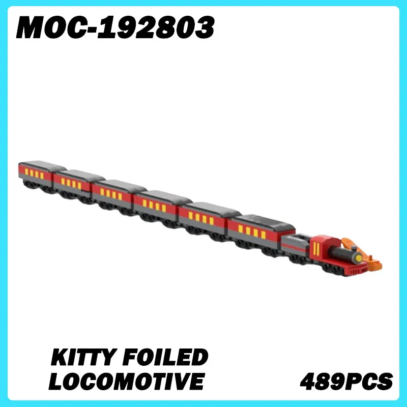 MOC-192803 Mini Train Series Cat and Mouse Kitty Foiled locomotive Building Blocks, DIY Model, Assemble Bricks Toy Gift 489PCS