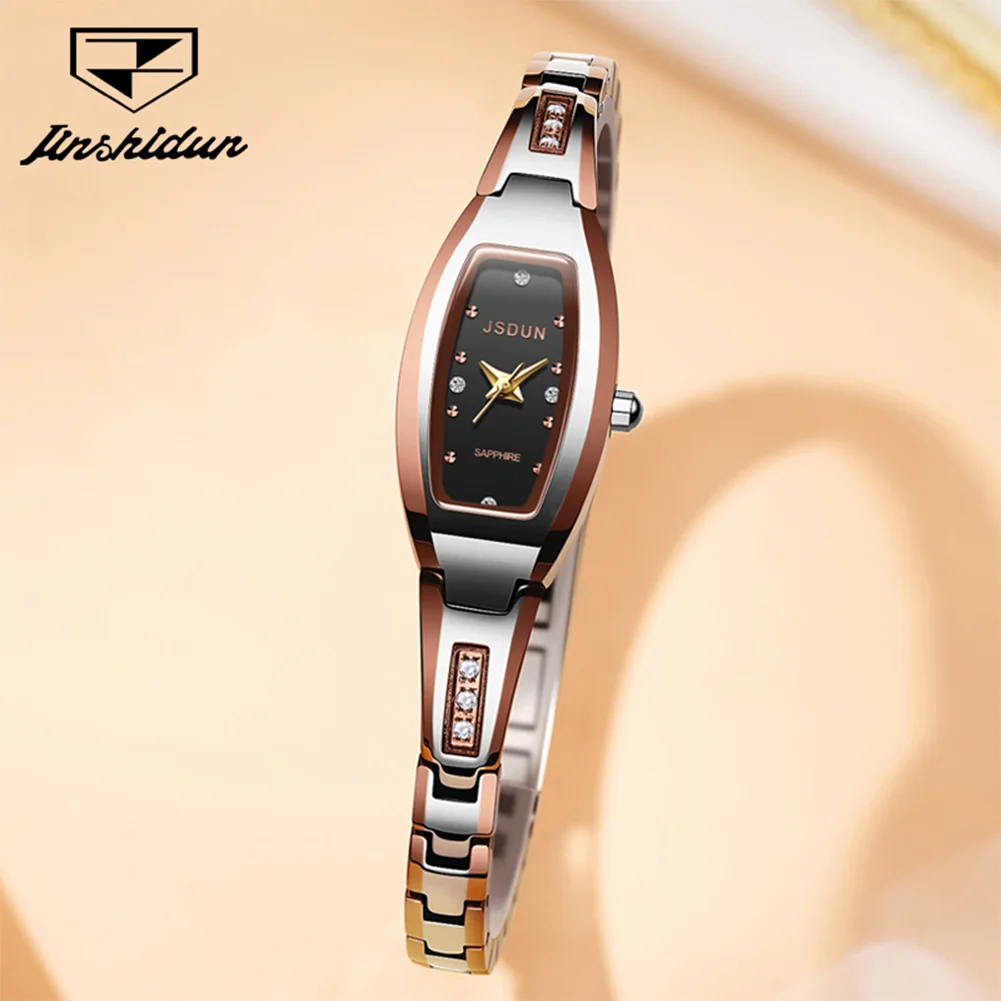 JSDUN أفضل العلامات التجارية الساعات النسائية الفاخرة موضة التنغستن الصلب الأصلي كوارتز ساعة اليد لسيدة صغيرة تونيو الهاتفي مقاوم للماء #3