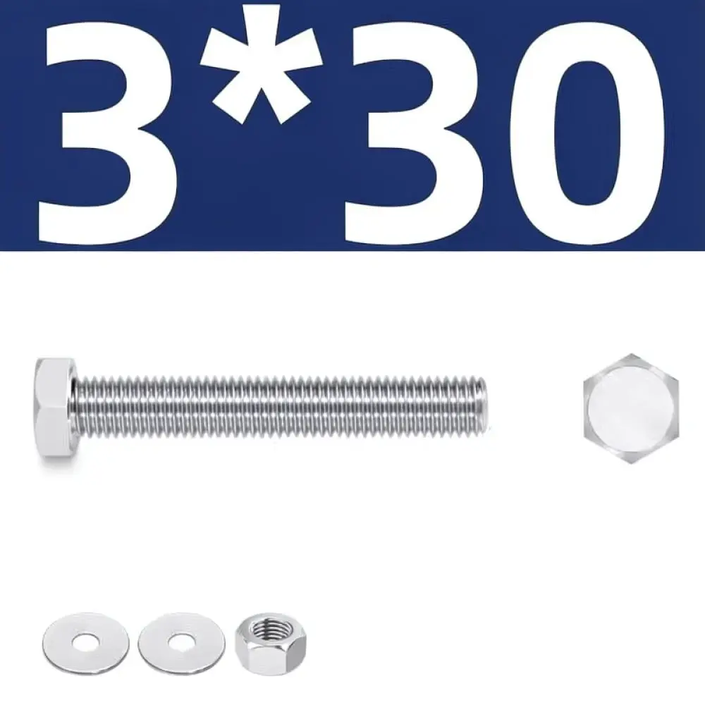 Premium 304 Stainless Steel Hex Bolt Nut Set Through Wall Fasteners Full And Half Threaded Industrial Assembly Parts