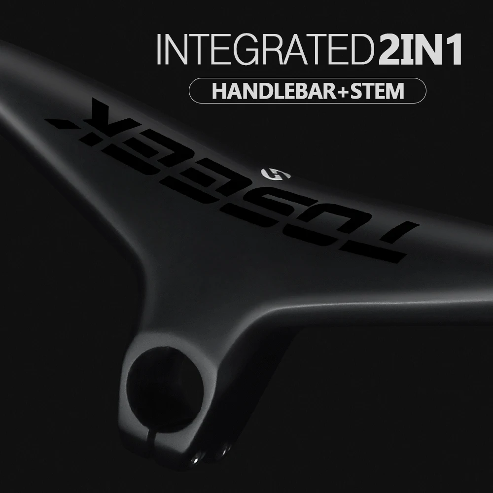 TOSEEK Carbon Mountain Bike Handlebars and Stem 28.6mm -17° Integrated Mtb Handlebar 660~800-70/80/90/100mm Bicycle Parts