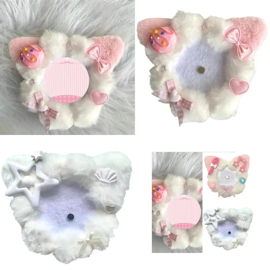 

Stylish Cats Ear Badge Holder 58mm Badge Protectors Sleeve Light Weight Badge Storage Case For Women And Collectors D2RC